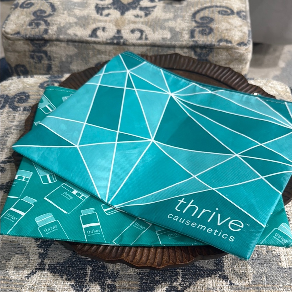 Thrive Causemetics Aqua Geometric Makeup Bags
